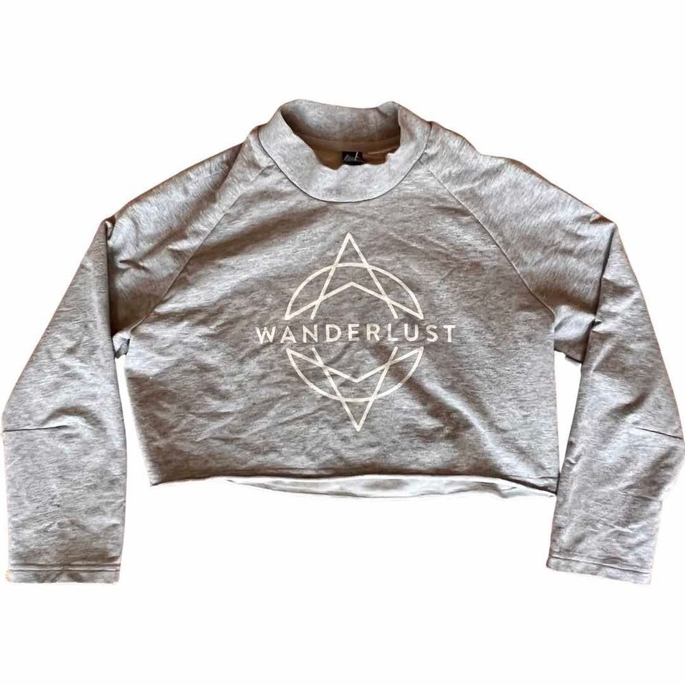 Adidas x Wanderlust Gym Shirt Gray Cropped long sleeve Yoga Workout fitness XS/S - Picture 2 of 4
